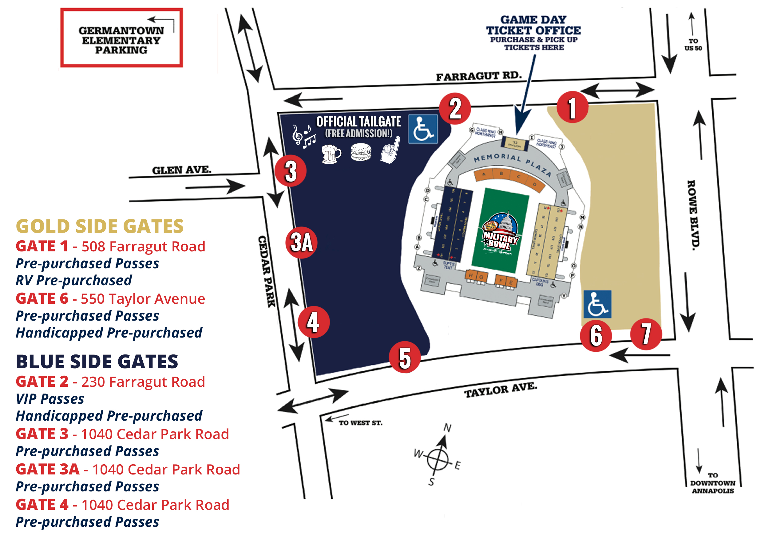 Parking map 2016 | Military Bowl